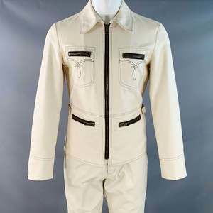 GUCCI by TOM FORD Vintage Cream Contrast Stitch Cotton Western Zip Up Suit
